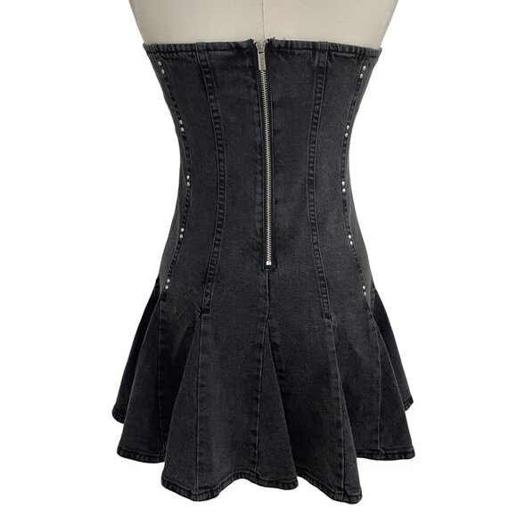 Wild Fable Black Denim Strapless Mini Dress Y2K Streetwear Grunge Festival - Picture 8 of 9